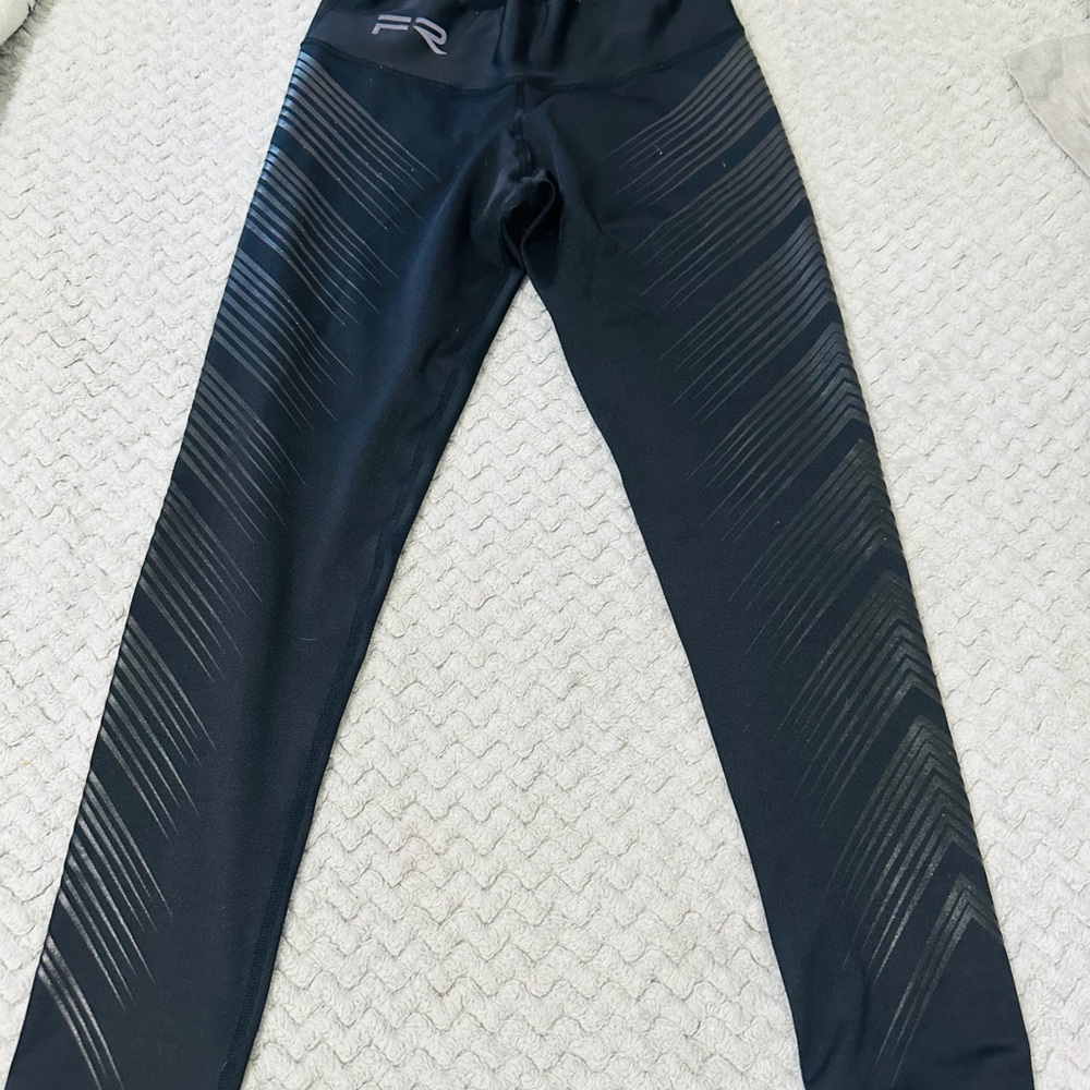 Black Athletic Leggings with Striped Design